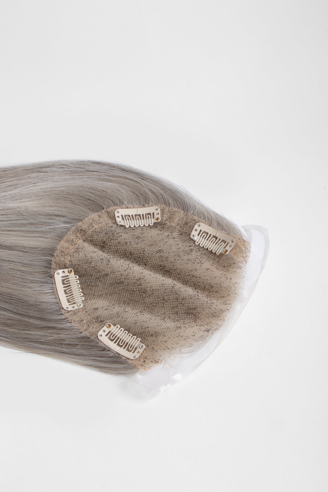 mono lace clip-in extension in silver fox