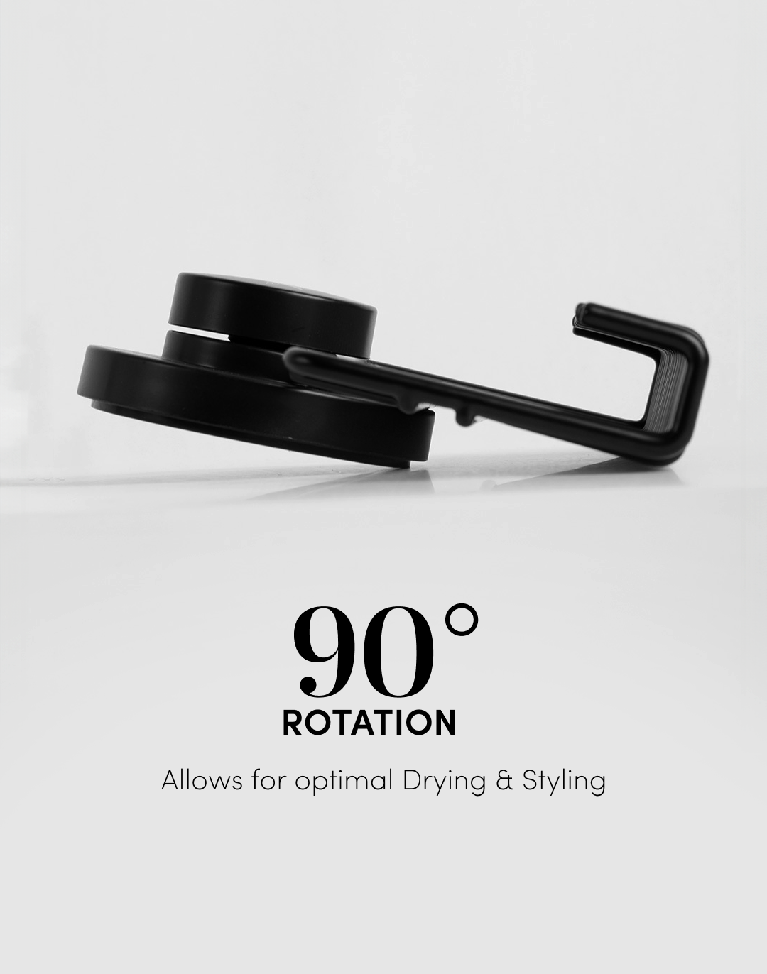 Style Mate XL showing features of the product 90 degree rotation allows for optimal drying & styling. 