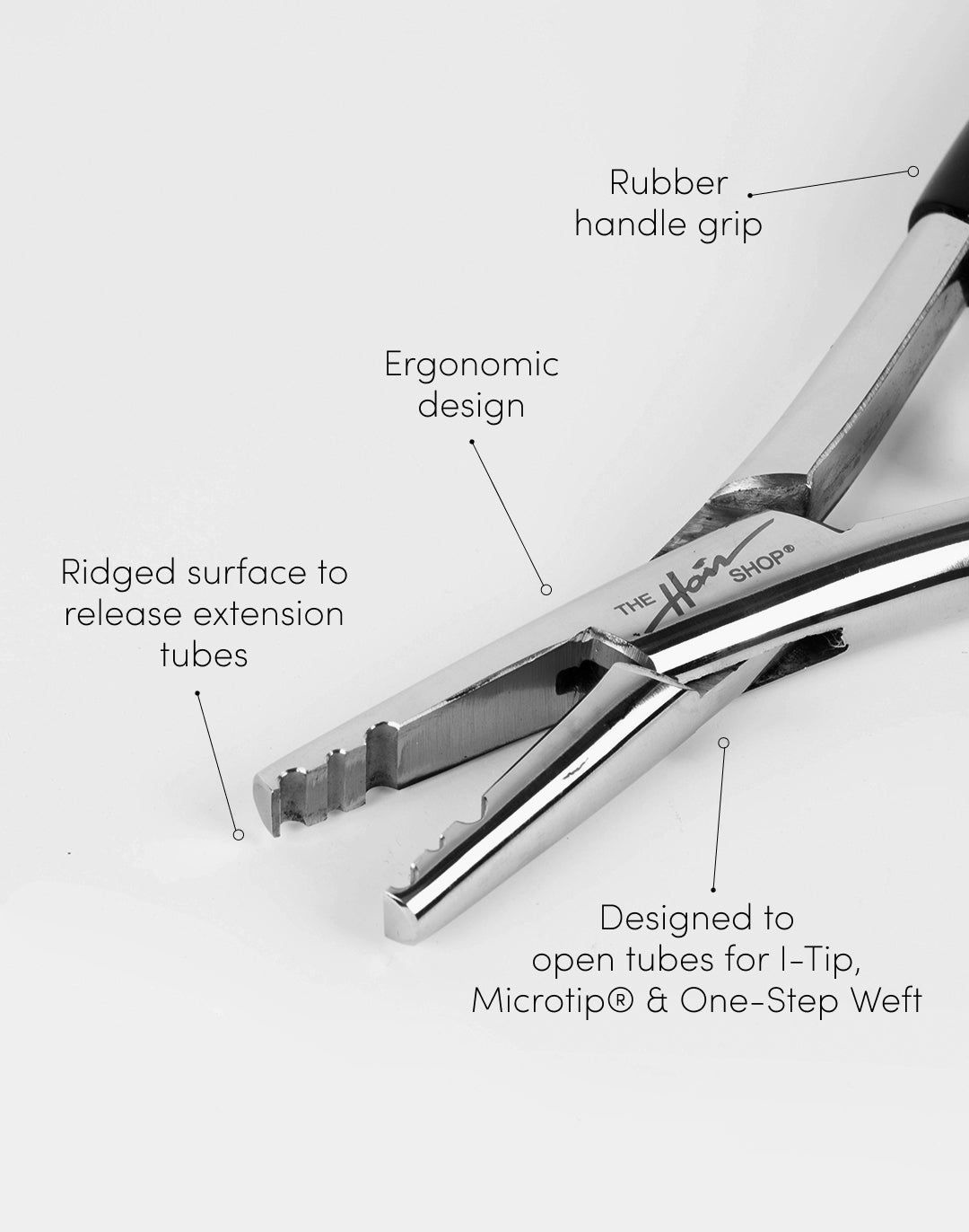 Pro Opener rubber handle grip, ergonomic design, ridged surface to release extension tubes, designed to open tubes for i-tip, microtip & one-step weft