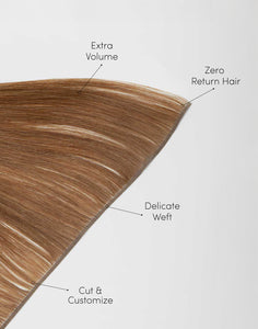 Smart Weft™ features: extra volume, zero return hair, delicate weft, cut & customize.