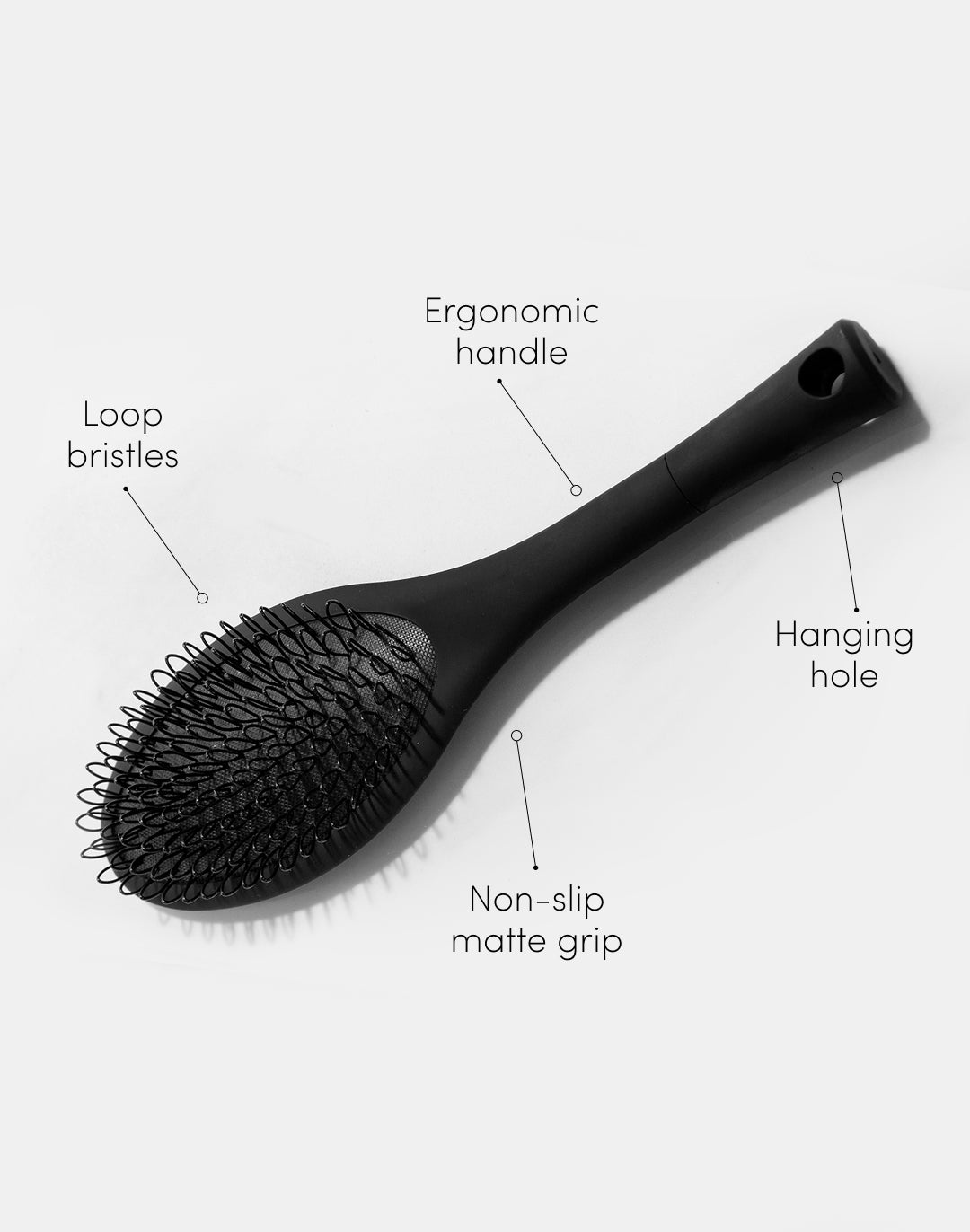 THS Loop Brush loop bristles, ergonomic handle, non-slip matte grip, hanging hole