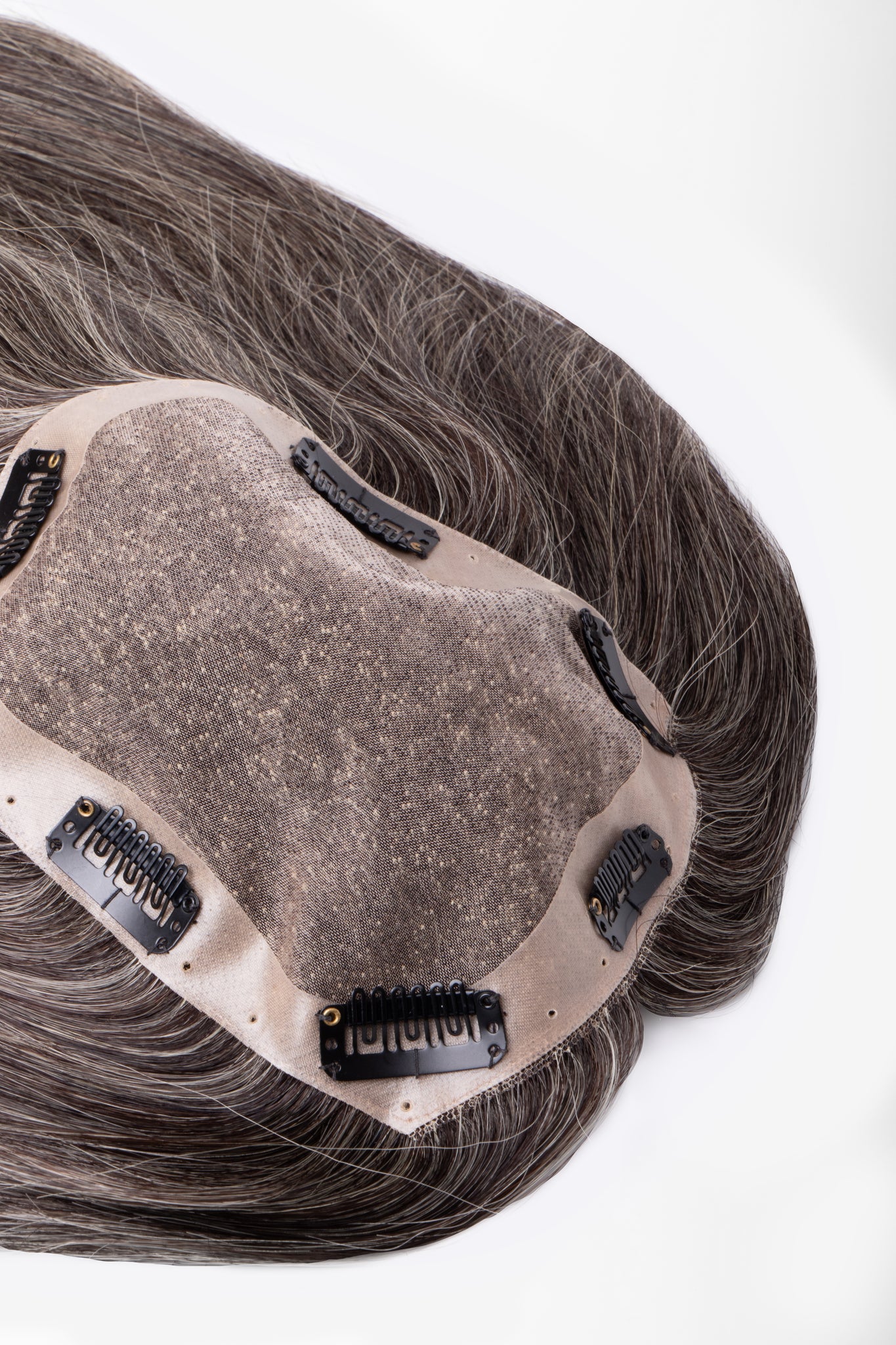 mono top clip-in extension in dark natural grey