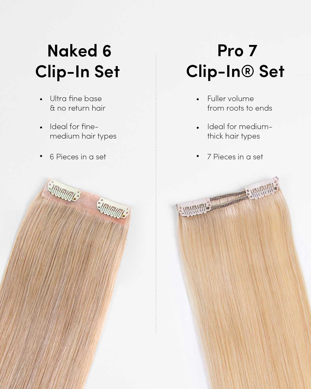 Naked 6 Clip-In Set (6 Pieces) | 18" Straight