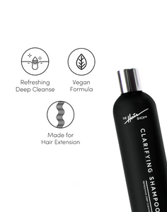 Clarifying Shampoo. Refreshing deep cleanse. Vegan formula. Made for hair extension.