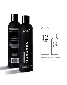 Shampoo. 12 flo oz bottle lastas about 80 washes. 3.4 oz bottle lastas about 25 washes.